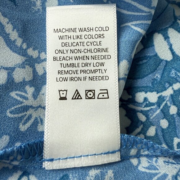 The Pioneer Woman XXL Paisley Lace Up Peasant Blouse Long Sleeve Blue White New - Picture 12 of 12